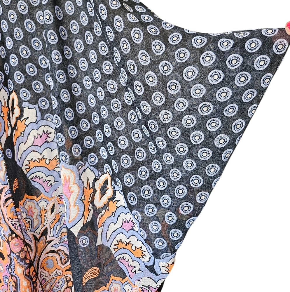 D&Y Brush Stroke V Front Kimono Wrap Boho Beach Cover Up One Size Fits Mo - Picture 3 of 3